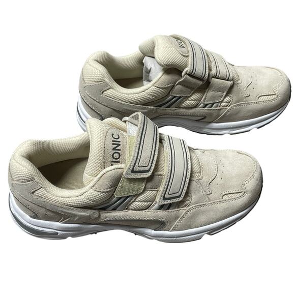 Vionic Tabi Cream Suede Hook & Loop Sneakers Size 7.5 Contoured Orthotic Footbed - Picture 4 of 7